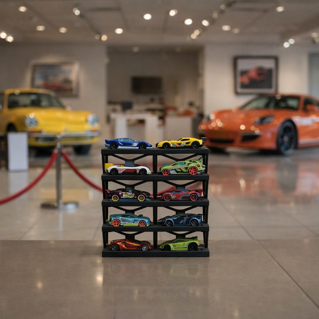 Faber Lux 10 Car - Multi-Tier Toy Car Display Rack (Hot Wheels compatible) - Black view 2